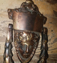 Load image into Gallery viewer, Ornate Antique Doorknocker. Vintage Solid Cast Bronze. Greco-Roman Deity Face. Copper finish.
