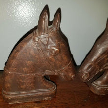 Load image into Gallery viewer, Pair Vintage Horse Head Bookends. Equestrian Decor. UNKNOWN MATERIAL. 6 7/8&quot; x 6&quot;
