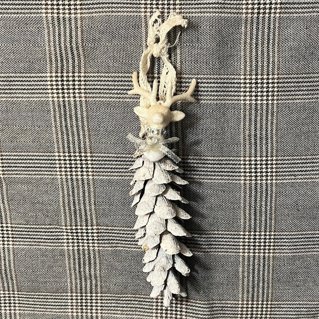 Pine Cone Shabby Chic Reindeer Pinecone Ornament