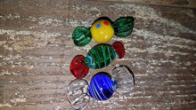 Load image into Gallery viewer, Set of 3 Teeny Tiny Authentic Murano GLASS CANDY PIECES. Miniature Glass Bon Bons. Italian Art Glass Venetian Candy Bowl Filler
