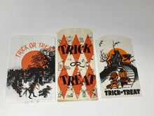 Load image into Gallery viewer, Variety Lot of 3 Vintage Halloween Paper Treat Bags Paper Goodie Bag. Vintage Halloween Graphics. 1950&#39;s 1960&#39;s
