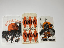 Load image into Gallery viewer, Variety Lot of 3 Vintage Halloween Paper Treat Bags Paper Goodie Bag. Vintage Halloween Graphics. 1950&#39;s 1960&#39;s
