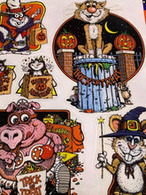 Load image into Gallery viewer, Vintage 1990&#39;s Halloween Color Clings. AWESOME QUIRKY ANIMALS! Not too scary Clings for Halloween. Legit 90&#39;s Graphics.
