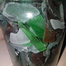 Load image into Gallery viewer, Vintage Aqua Ball Ideal Canning Jar Quart Full of Scavenged SEA GLASS
