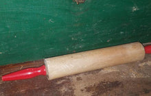 Load image into Gallery viewer, Vintage Beefy 1950&#39;s Red Handle Rolling Pin. Husband Tamer.
