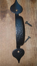 Load image into Gallery viewer, Vintage Gothic Black Hammered Strap Handles. Cabinet, cupboards, etc. Screws included.

