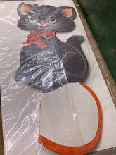 Load image into Gallery viewer, Vintage NIP Unused Halloween Table Decoration. Honeycomb Tissue Paper Centerpiece. Vintage Cat &#39;n Pumpkin Decoration. 10 inch.
