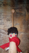 Load image into Gallery viewer, Vintage Pre-Owned Wooden Make Do Handmade Primitive Wooden Toy Soldier Rattle. Primitive Xmas Stocking Stuffer.
