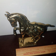 Load image into Gallery viewer, Vintage Solid Brass Horse Pony Statue. Show Pony. Show Horse. Patina. 4.5&quot;

