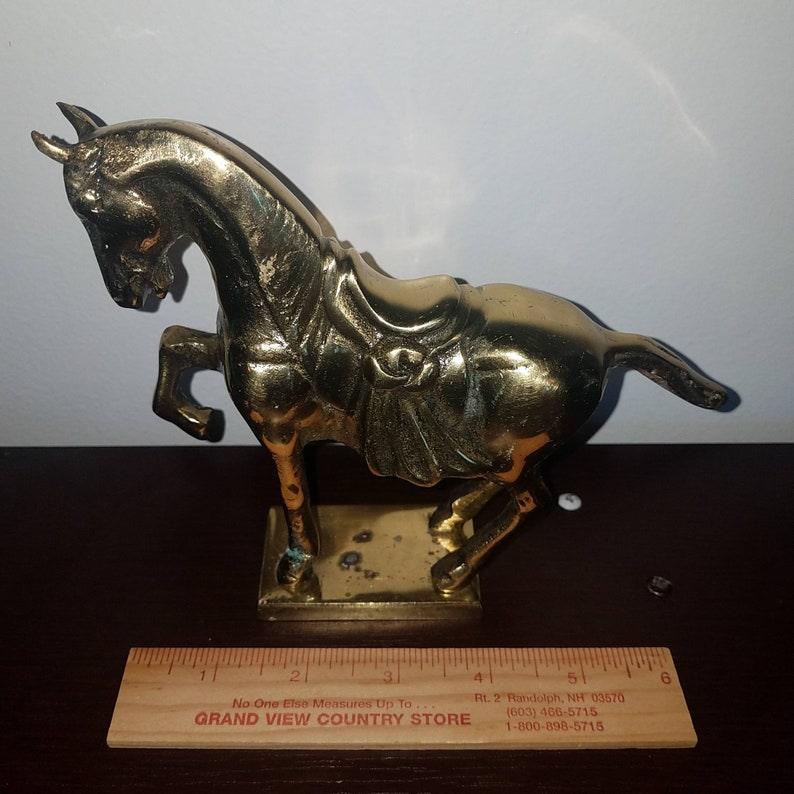 Vintage Solid Brass Horse Pony Statue. Show Pony. Show Horse. Patina.