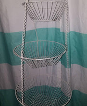 Load image into Gallery viewer, Vtg 70&#39;s Hanging Wire Baskets ~ 3 Tier, White STURDY! Nice Produce Baskets, Bazaar, Market, Fruit &amp; Veggies
