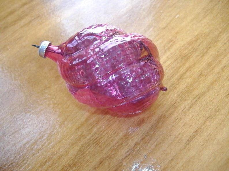 Vtg Sweet Shabby Pink Blown Glass Christmas Ornament West Germany 3